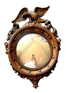 MCM Americana Eagle Convex Wall Mirror Federal 21" Original Tag Syroco Inc USA